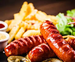 Jumbo Saussage With French Fries & Salad