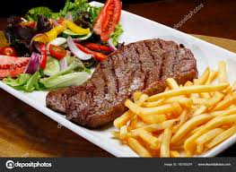 Roasted Beef With French Fries & Salad